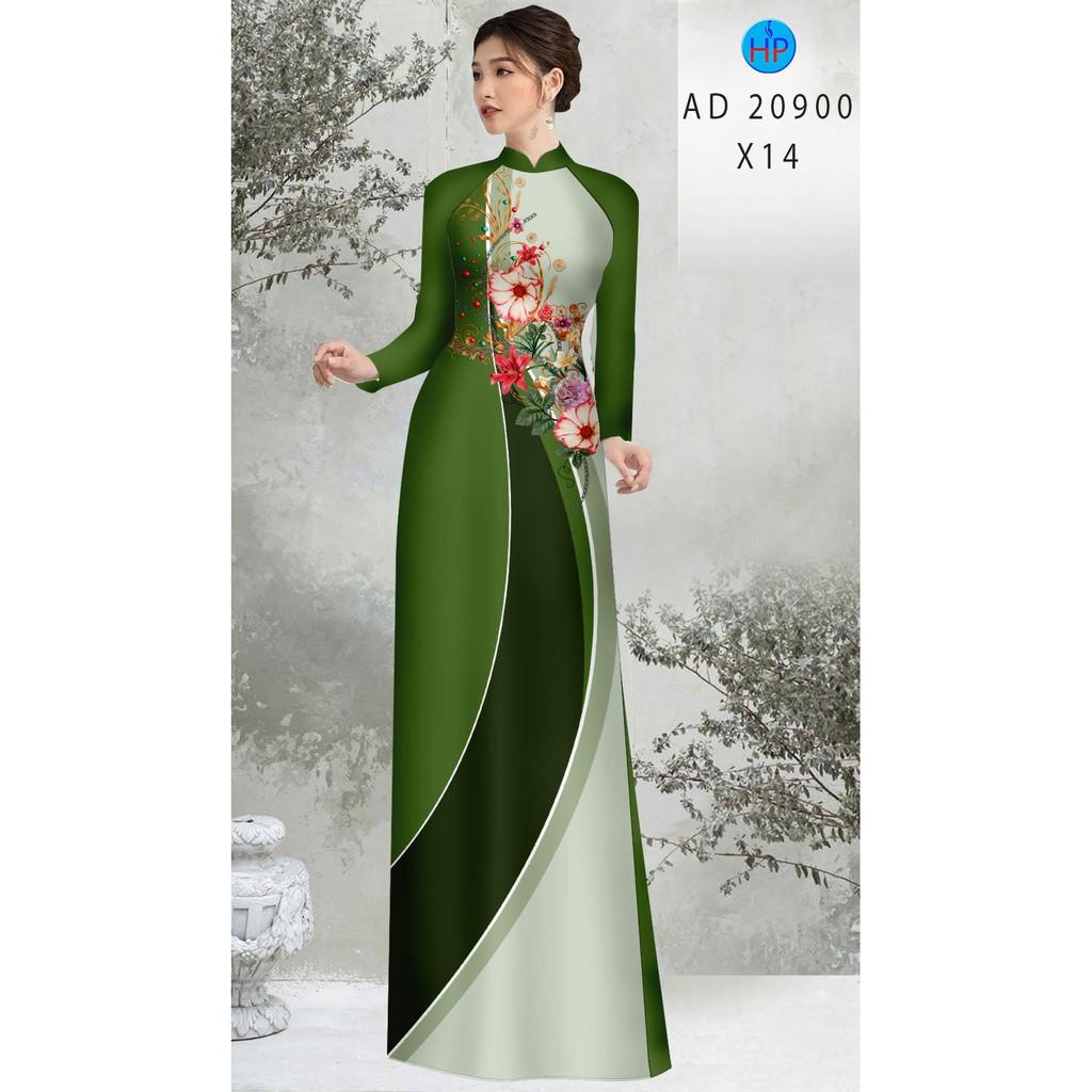 Vải lụa may áo dài in hoa mẫu đơn cao cấp