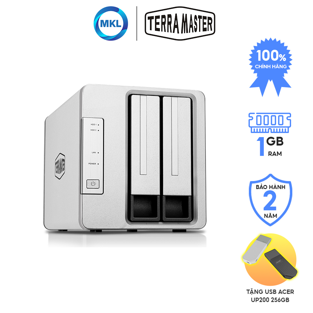 Ổ cứng mạng NAS Terra Master F2-210 Quad-Core - 2 Khay ổ cứnng Hàng chính hãng