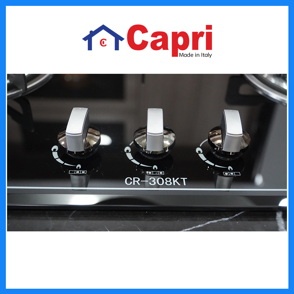 Bếp gas âm kính 3 vùng nấu Capri CR-308KT | Hàng chính hãng