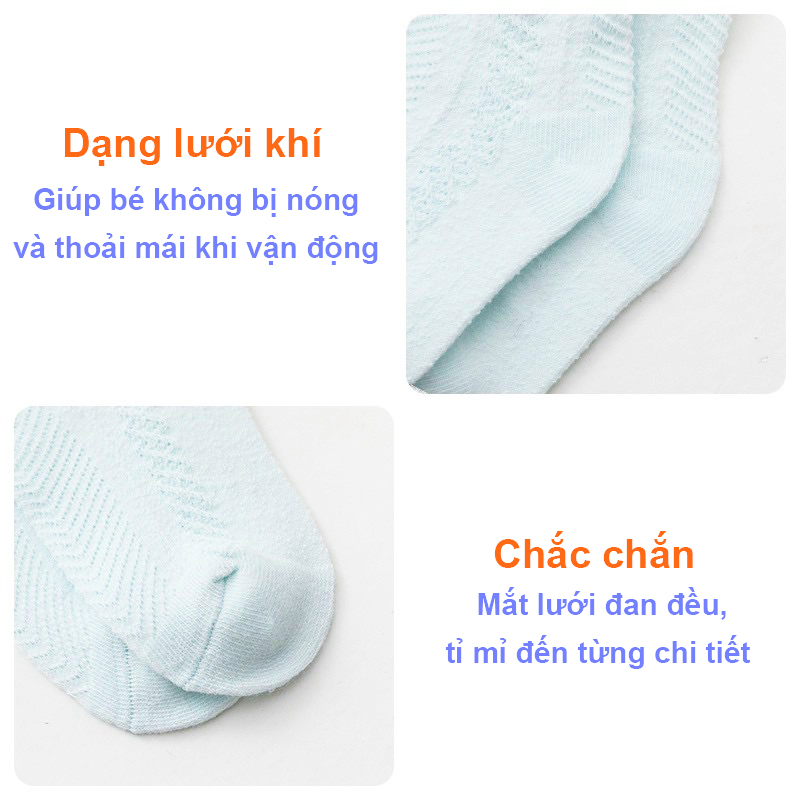 Tất lưới cho bé 0-3 tuổi xuất Hàn, Tất cho bé sơ sinh cao cấp họa tiết xinh xắn nhiều màu sắc – ST021