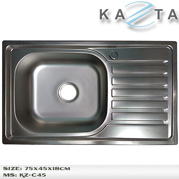 Bộ chậu rửa bát Kazta KZ-CB7545L kèm vòi lạnh inox - Mua đủ bộ tặng dây cấp