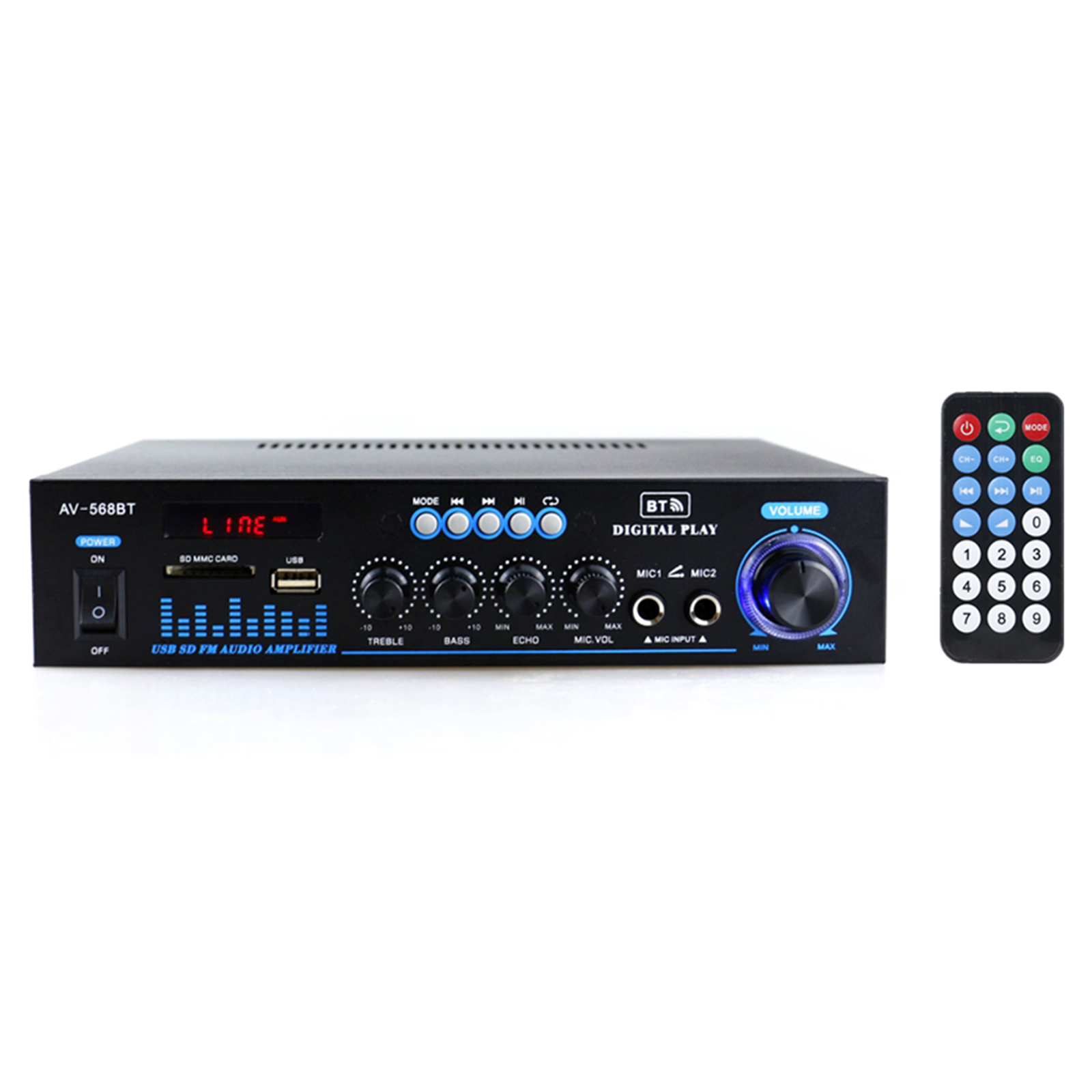 Máy nghe nhạc MP3 có Bộ khuếch đại âm thanh nhỏ 12V / 220V có Thẻ nhớ Khe cắm, Màn hình LCD