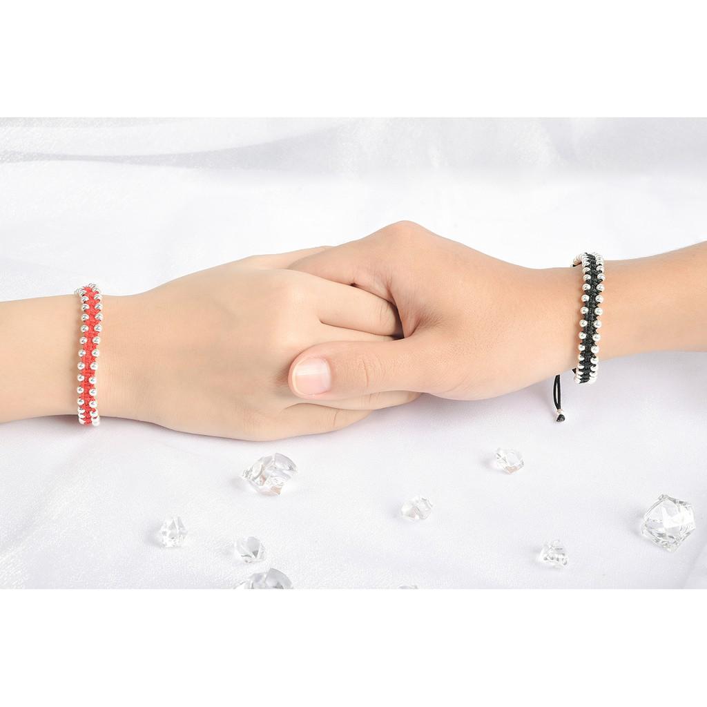 Vòng Tay Đôi Bạc Mon Lilas Dây Đan Đính Bi Bạc Điều Chỉnh Được Size Zaria V11210/4
