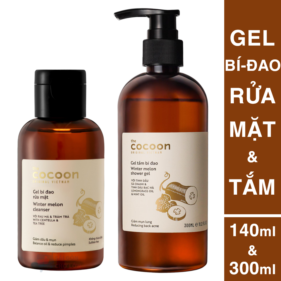 Gel rửa mặt bí đao cocoon 140ml + Gel tắm bí đao cocoon 300ml