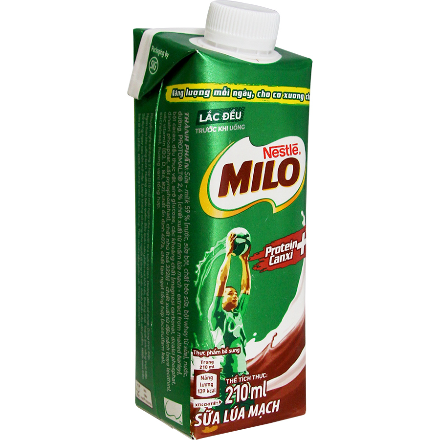 Hình ảnh Sữa Lúa Mạch Nestlé MILO Teen Protein Canxi (24 x 210ml)