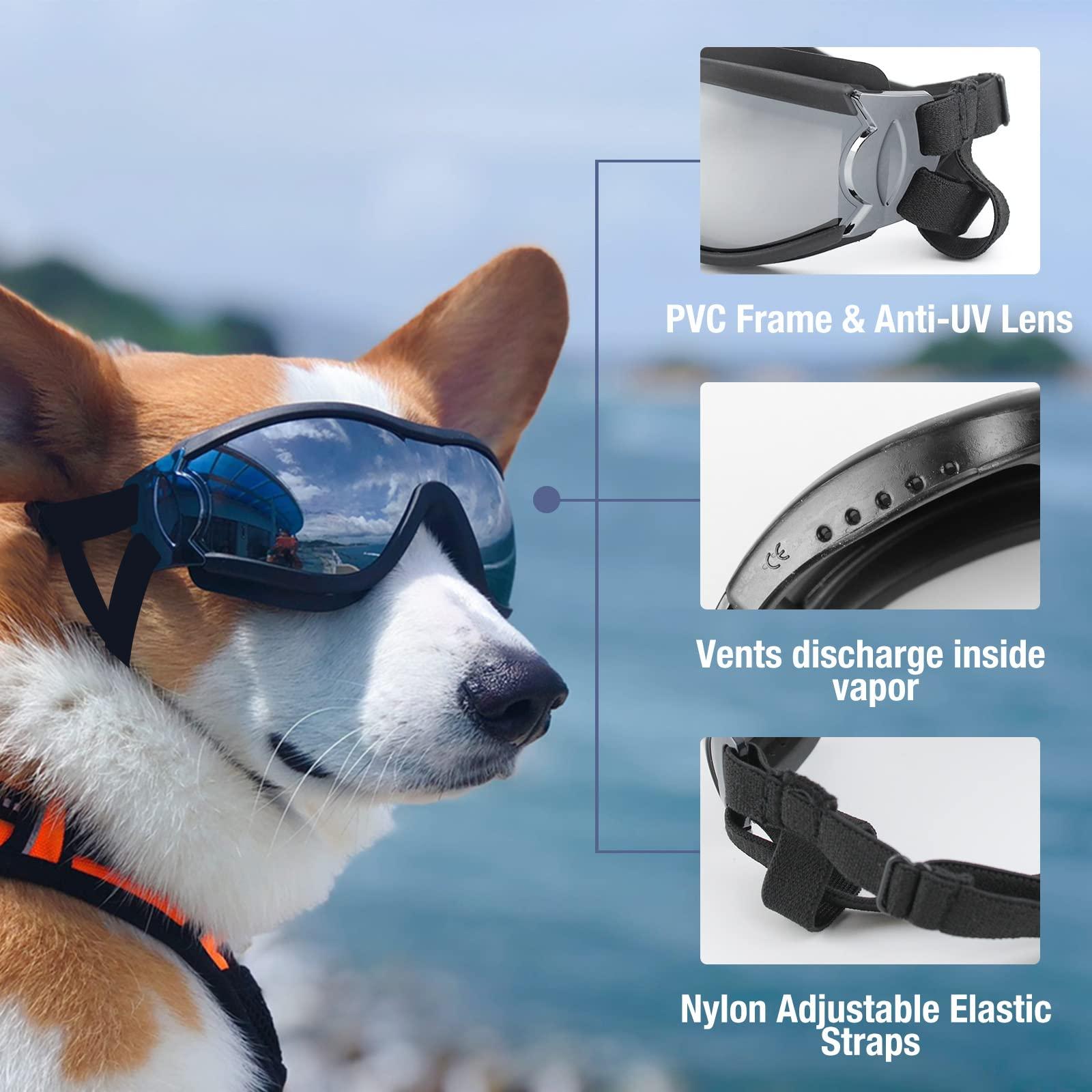 Chó kính bảo vệ mắt ngoài trời có thể điều chỉnh dây đeo dễ đặt kính râm cho vật nuôi