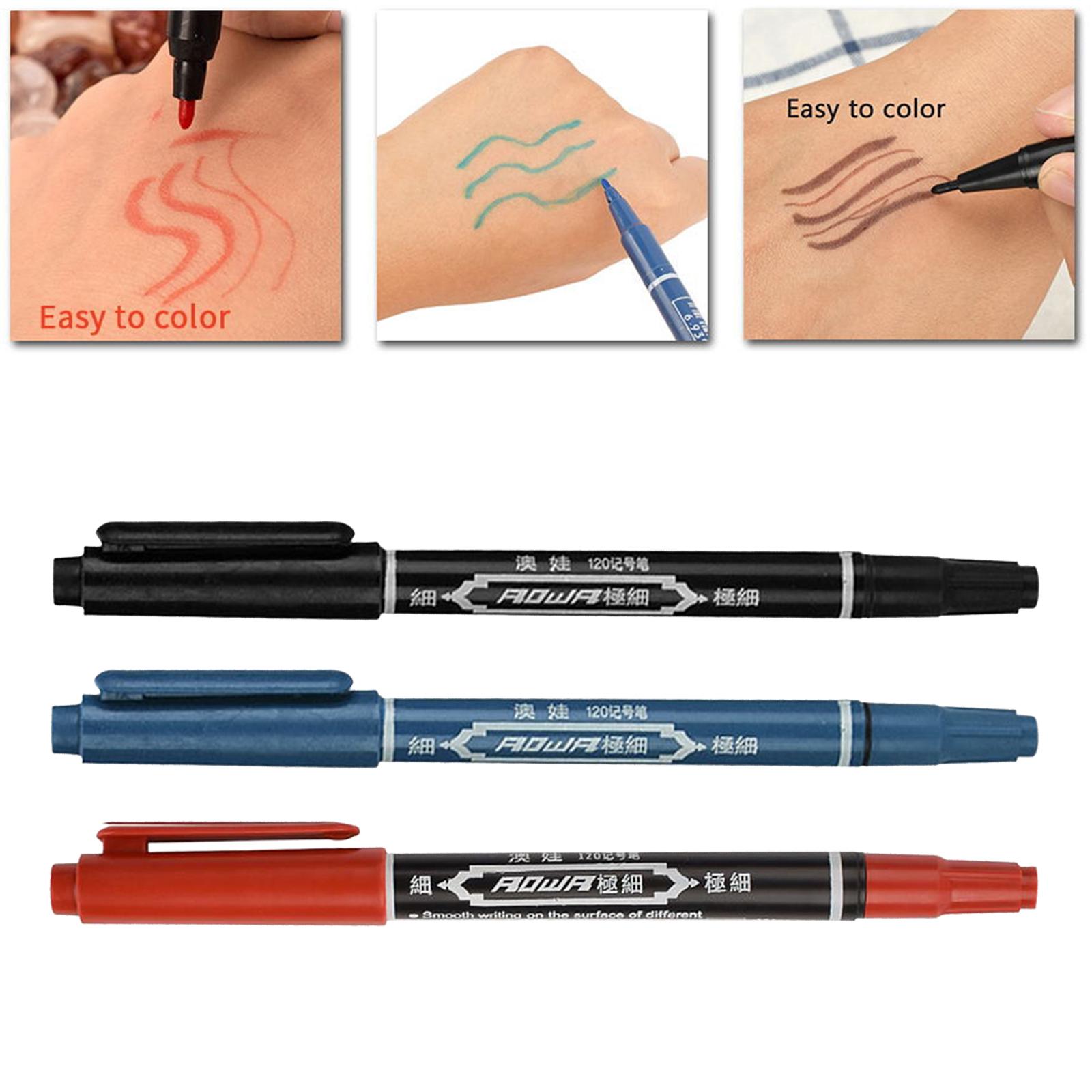 6 Pcs Double Ended Marker Pen Professional Marker anti-clog Tattoo Pencil