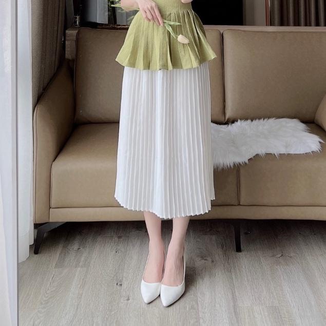 Set Áo Chân Váy Xếp Ly Sang Chảnh ALICE Thiết Kế Áo Lệch Vai Phối Chân Váy Dài Công Sở Điệu Đà, Thanh Lịch V824