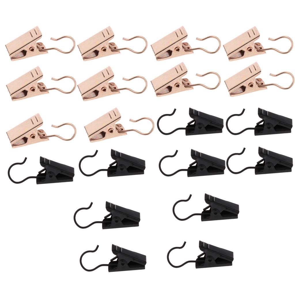 20x Heavy Duty Curtain Clip Hook Laundry Peg Photo DIY Clamp 32mm Black Gold