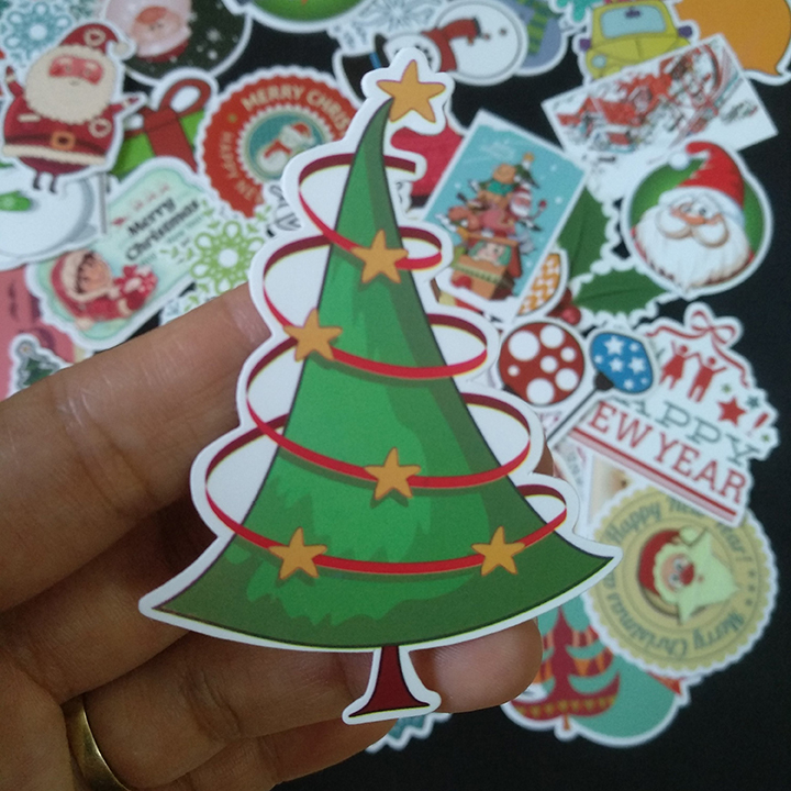 Bộ Sticker dán cao cấp chủ đề NOEL GIÁNG SINH - Dùng dán Xe, dán mũ bảo hiểm, dán Laptop