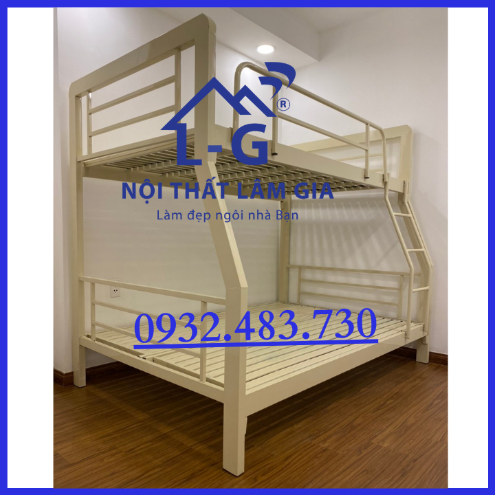 Giường tầng sắt hộp cao cấp 1m4x1m6x2m bền đẹp