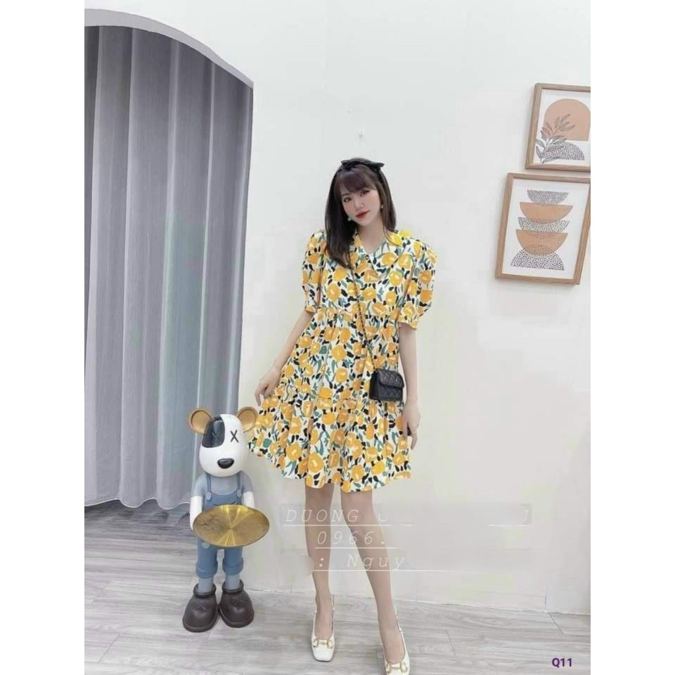Đầm suông hoa cổ bèo đi chơi dạo phố váy bầu hoa nhí siêu dễ thương