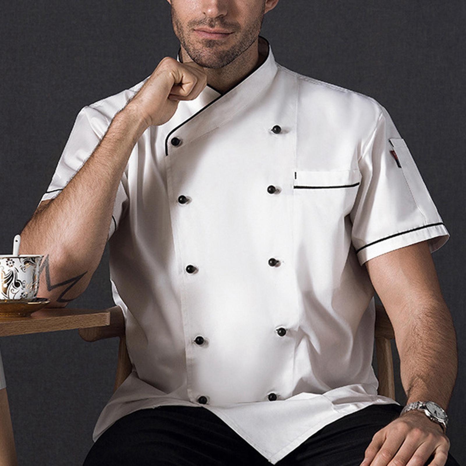 Chef Jacket Short Sleeve Uniform for Restaurant Kitchen Culinary School White