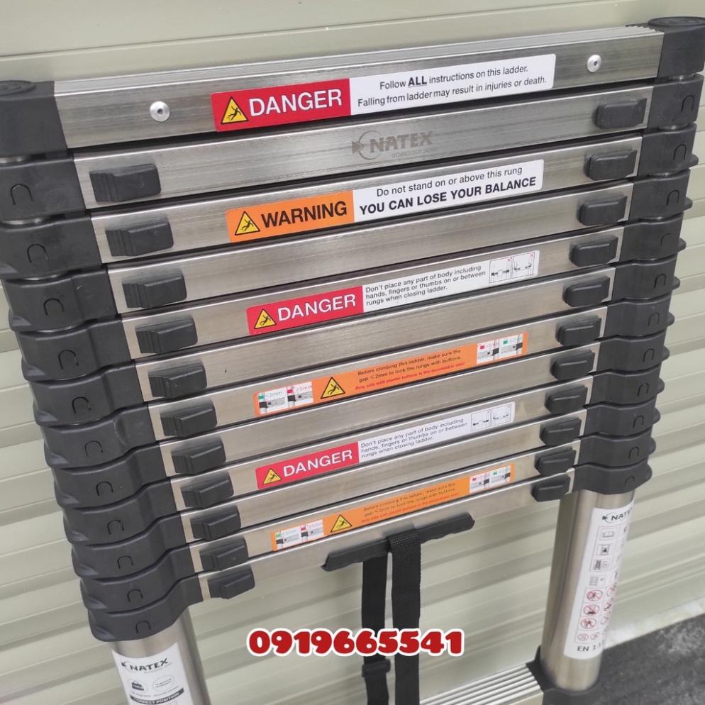 Thang rút đơn INOX 2022 nhập khẩu chất lượng cao, chiều cao 3,2m đến 5,4m, đai nhựa thiết kế mới