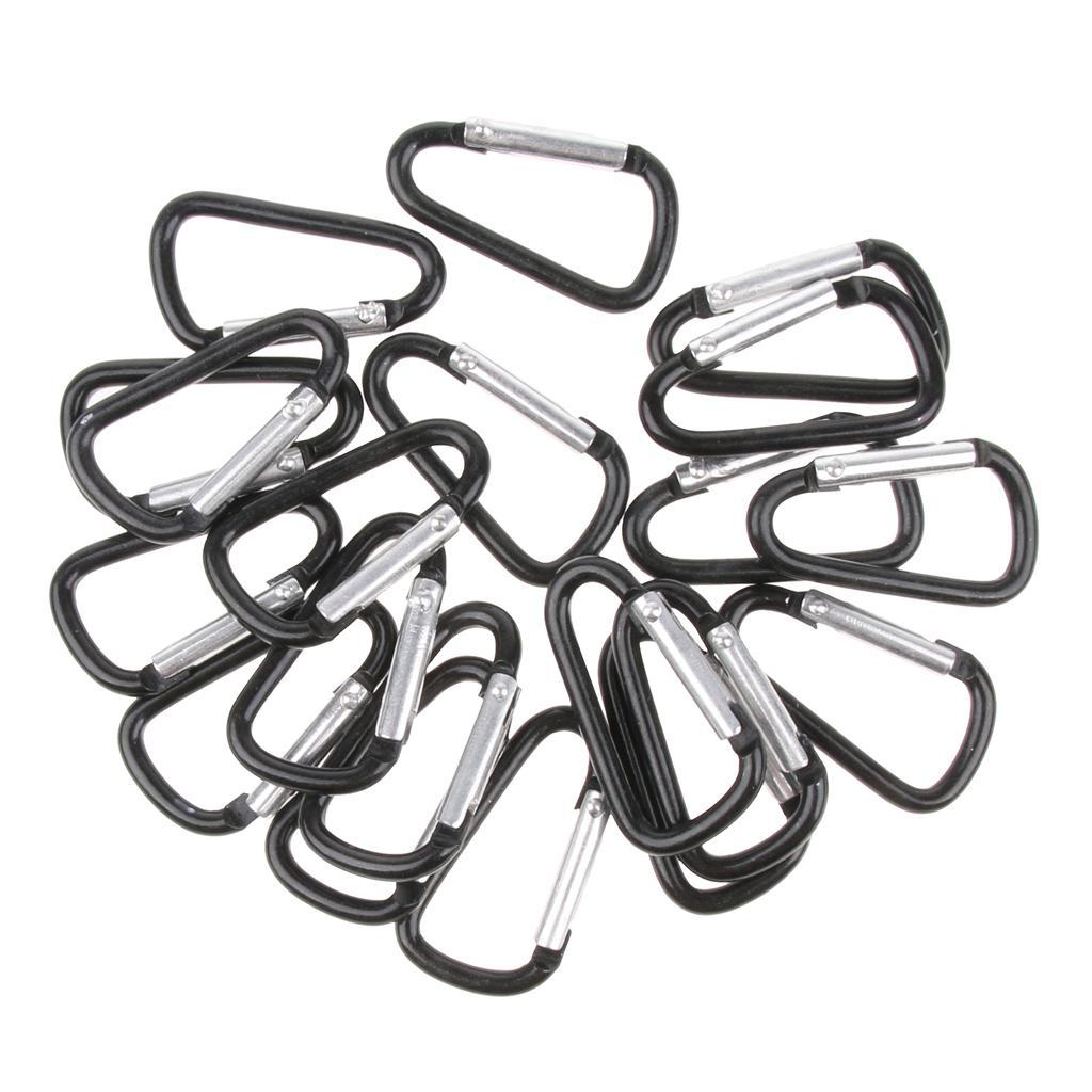 20 pcs Pack Outdoor Carabiner Climbing D Ring Keychain Aluminum Locking Hooks for Hiking Wire Dia.4.0