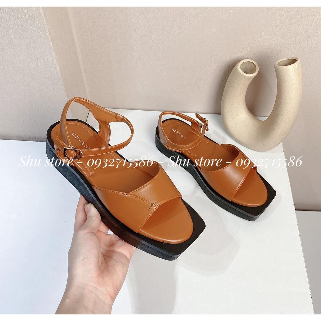 SANDAL QUAI HẬU THỜI TRANG SHU STORE - SANDAL VIỀN ĐEN QUAI DA MAY CHÉO ÊM CHÂN