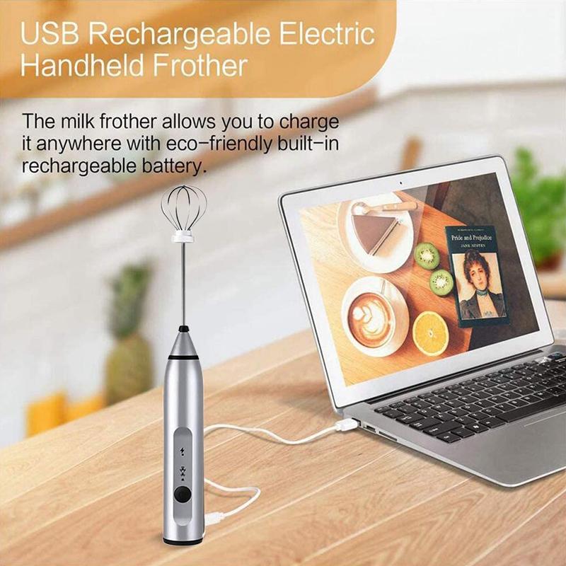 Điện Bọt Sữa Cầm Tay Sữa Sữa Rửa Mặt Foamer USB Sạc Cà Phê Frother 3 Tốc Độ Đánh Sữa Cho Cà Phê, Cappuccino