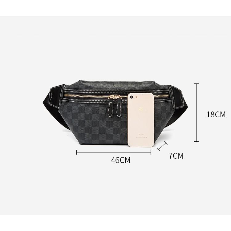 Túi Da Đeo Chéo Kẻ Caro Cao Cấp Phong Cách Unisex