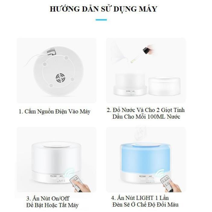 MÁY PHUN SƯƠNG KHUẾCH TÁN TINH DẦU TRỤ TRONG 500ML CÓ ĐIỀU KHIỂN