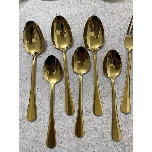 Thìa, rĩa inox mạ vàng sang trọng size 18cm và 20cm