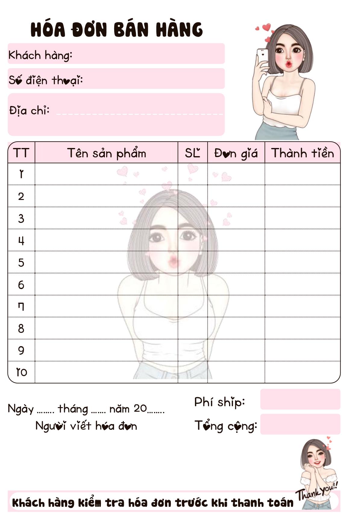 HOÁ ĐƠN BÁN HÀNG (size A6-10x14,5cm) 1 liên - 2 liên ngẫu nhiên