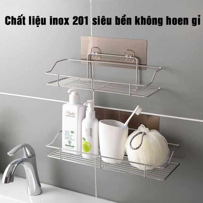 Kệ để đồ Nhà Tắm, Nhà Bếp Không Gỉ Dán Tường Siêu Dính Chịu Lực