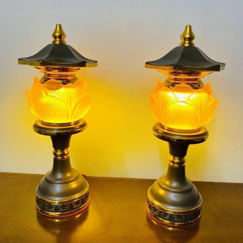 Cặp đèn nón 1 bông mái chùa cao cấp RỒNG VIỆT, đèn thờ ban thờ thần tài, ban thờ gia tiên