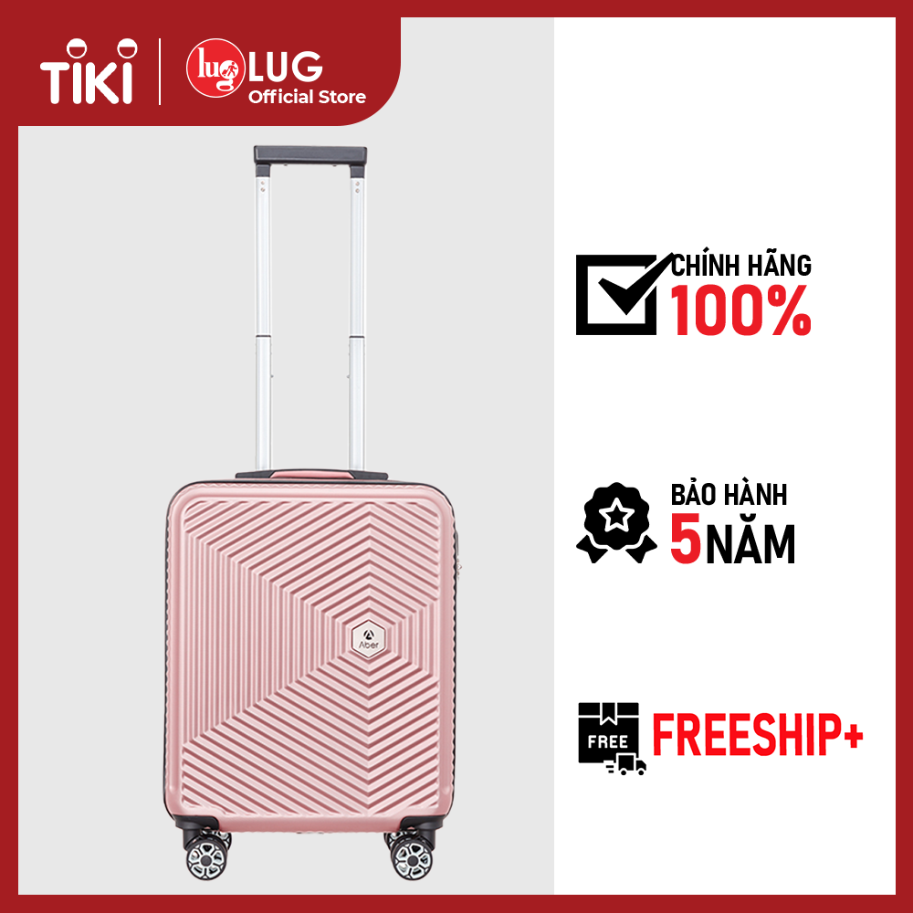 Vali Kéo Du Lịch Lug Thương Hiệu Aber Ab1195 Size 20, Nhựa Abs Hạn Chế Trầy Xước, Khóa Số Bảo Mật An Toàn - Rose Gold - 20Inch