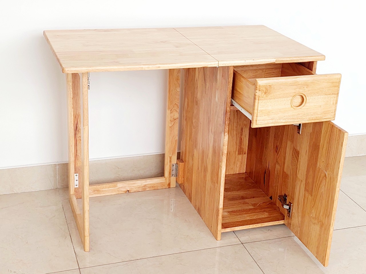 Bàn Làm Việc, Bàn Học Gỗ Cao Su Xếp Gọn 2 Hộc 90*50cm Nhiều Màu - Gỗ Song Bản