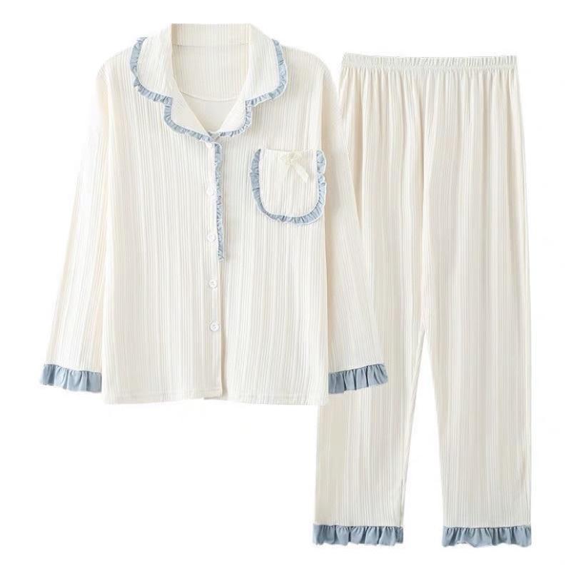 Bộ Ngủ Nữ Pyjama Có Cổ - Bộ Mặc Nhà Chất Cotton 100% Form Đẹp Hàng Chuẩn