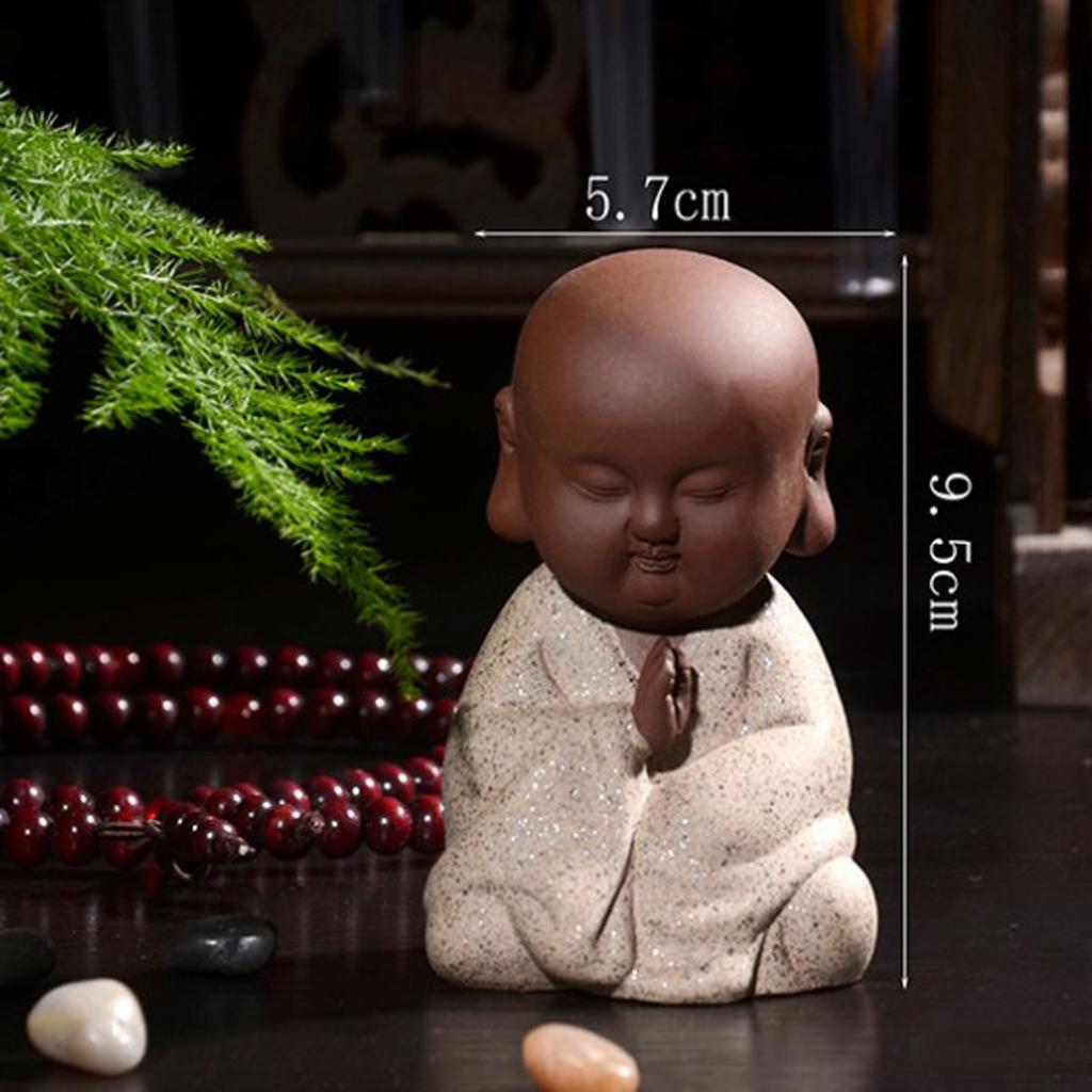 Ceramic Small Buddha Statue Small Monk Figurine Tea Pet Decor