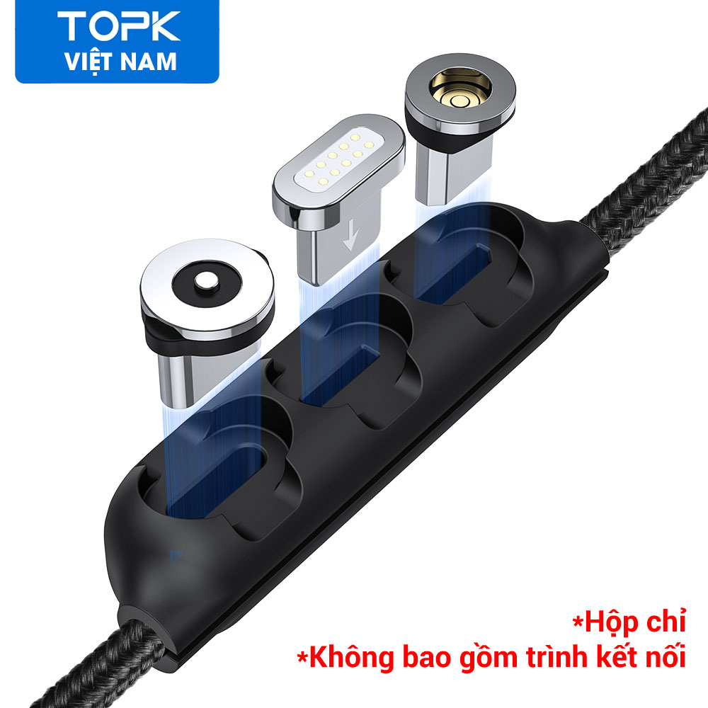 Hộp Đựng Đầu Cắm Nam Châm TOPK L34  Đầu Nối Micro, USB Loại C, Lightning Chỉ Có Hộp Không Bao Gồm Đầu Nối - INTL - Hàng chính hãng