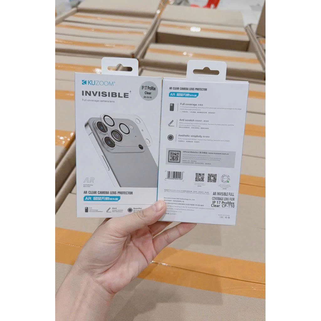 Miếng dán kính Bảo Vệ Cụm Camera cho iPhone 17 Pro Max/ 17 Pro Chính hãng KUZOOM bảo vệ máy toàn diện - Hàng chính hãng