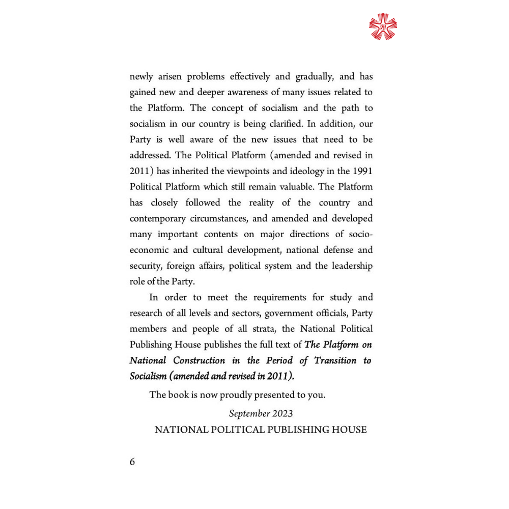 The platform on national construction in the period on transition to socialism