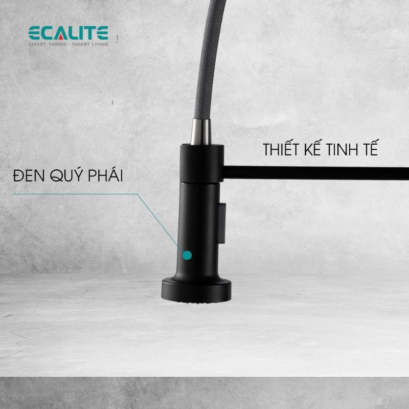 Vòi Rửa Chén Nóng Lạnh Single Control Ecalite EF-K102B - Có Dây Rút - Điều Chỉnh Tia Nước - Đồng Thau Sơn Đen - Hàng Chính Hãng