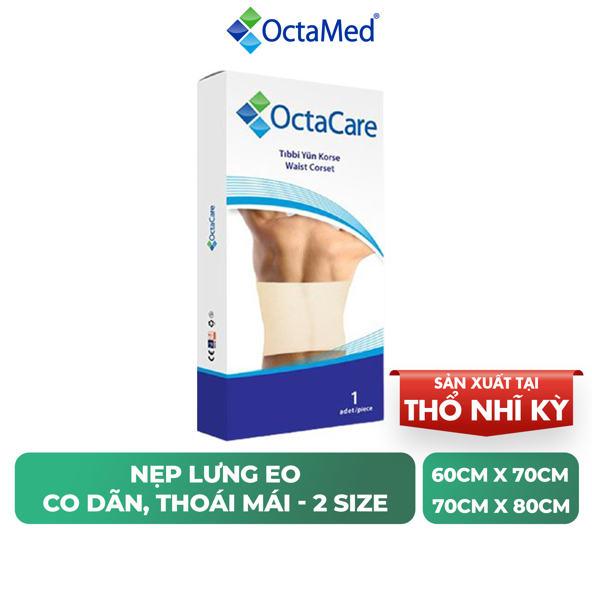 Nẹp lưng eo co dãn, thoải mái, dễ sử dụng Octacare - Hộp 1 chiếc ( 2 size