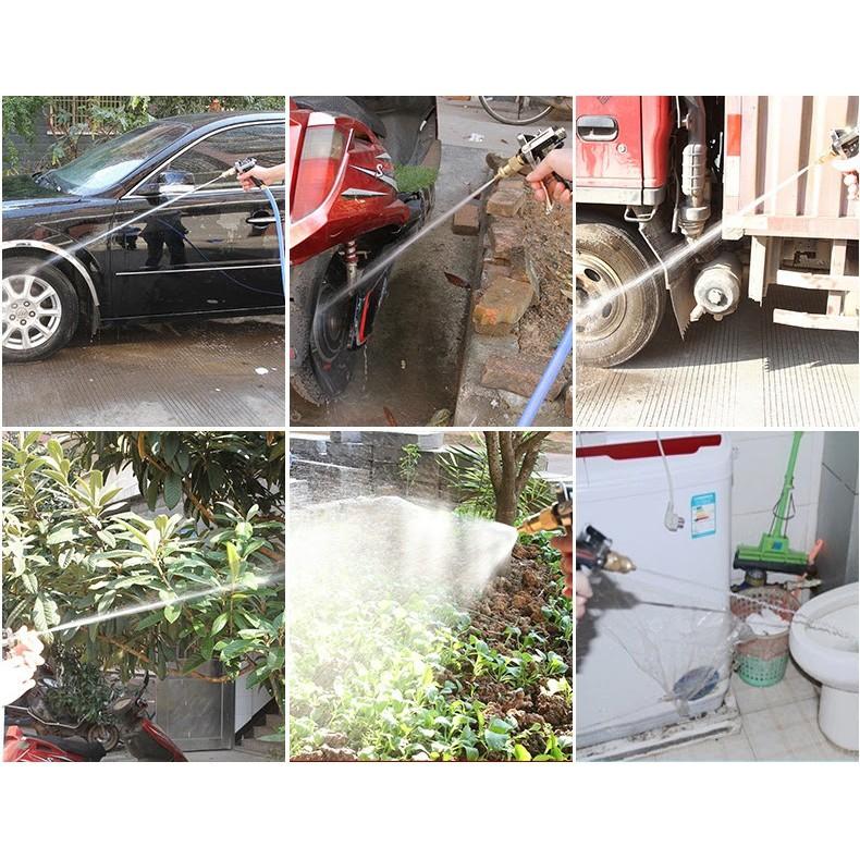 Bộ dây vòi xịt nước rửa xe, tưới cây . tăng áp 3 lần, loại 3m, 5m 206236Uđầu đồng, cút đồng+ tặng túi đựng bút