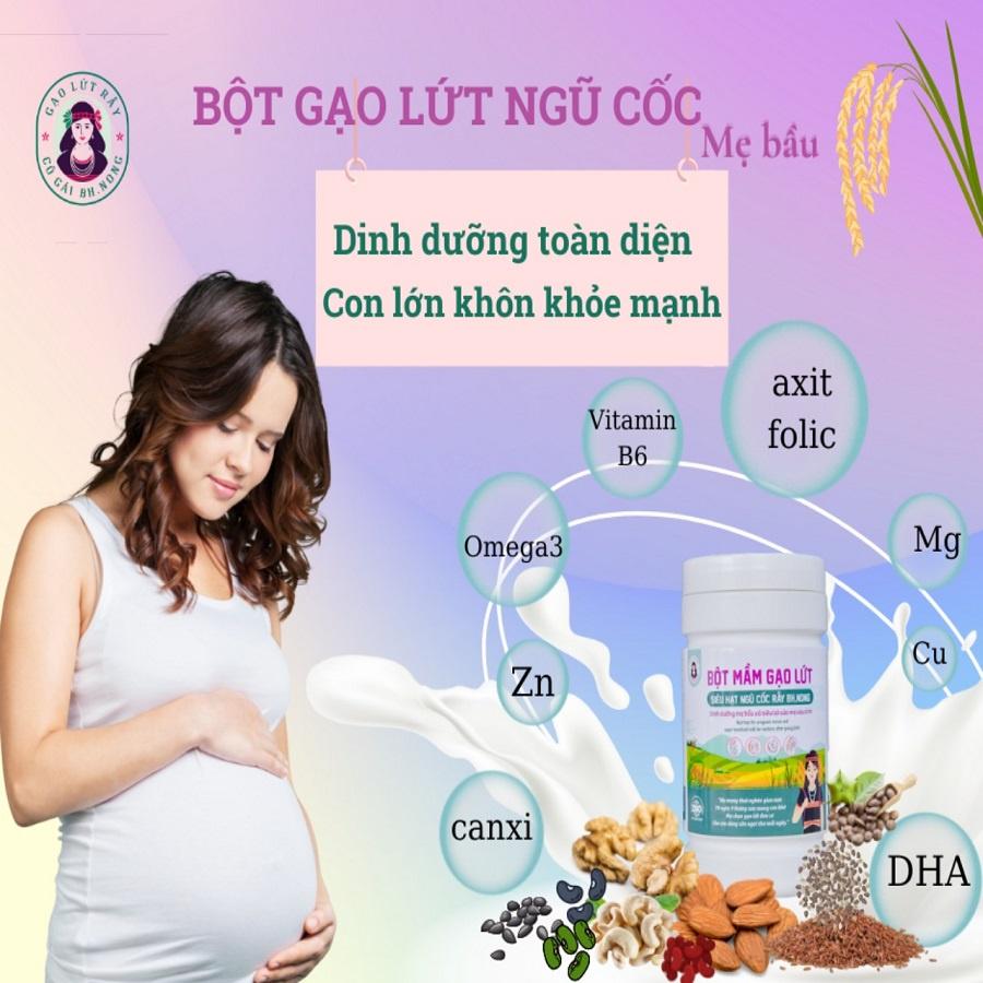 Ngũ cốc mẹ bầu, Bột mầm gạo lứt siêu hạt ngũ cốc lợi sữa dùng cho mẹ bầu và sau sinh Bhnong 500gr (Hộp)