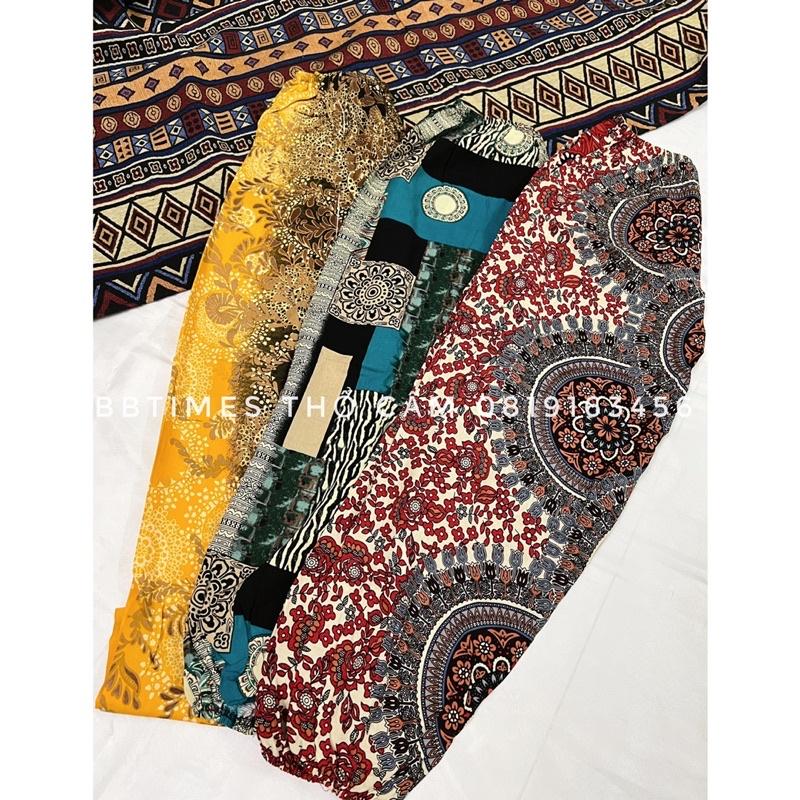 Quần lanh dài ống suông thổ cẩm (BIGSIZE 45-75kg, dài 95cm)