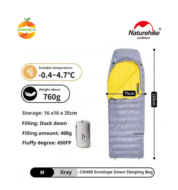 Túi ngủ lông vũ cao cấp Naturehike NH18C400-D CW400