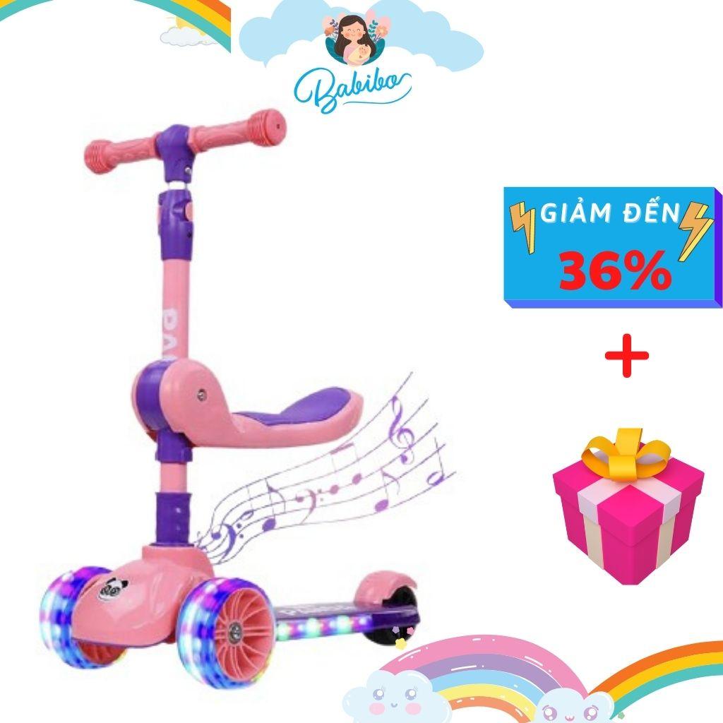 Xe scooter cho bé Babibokids, xe chòi chân cho bé từ 2 đến 6 tuổi có đèn và nhạc khi xử dụng siêu dễ thương