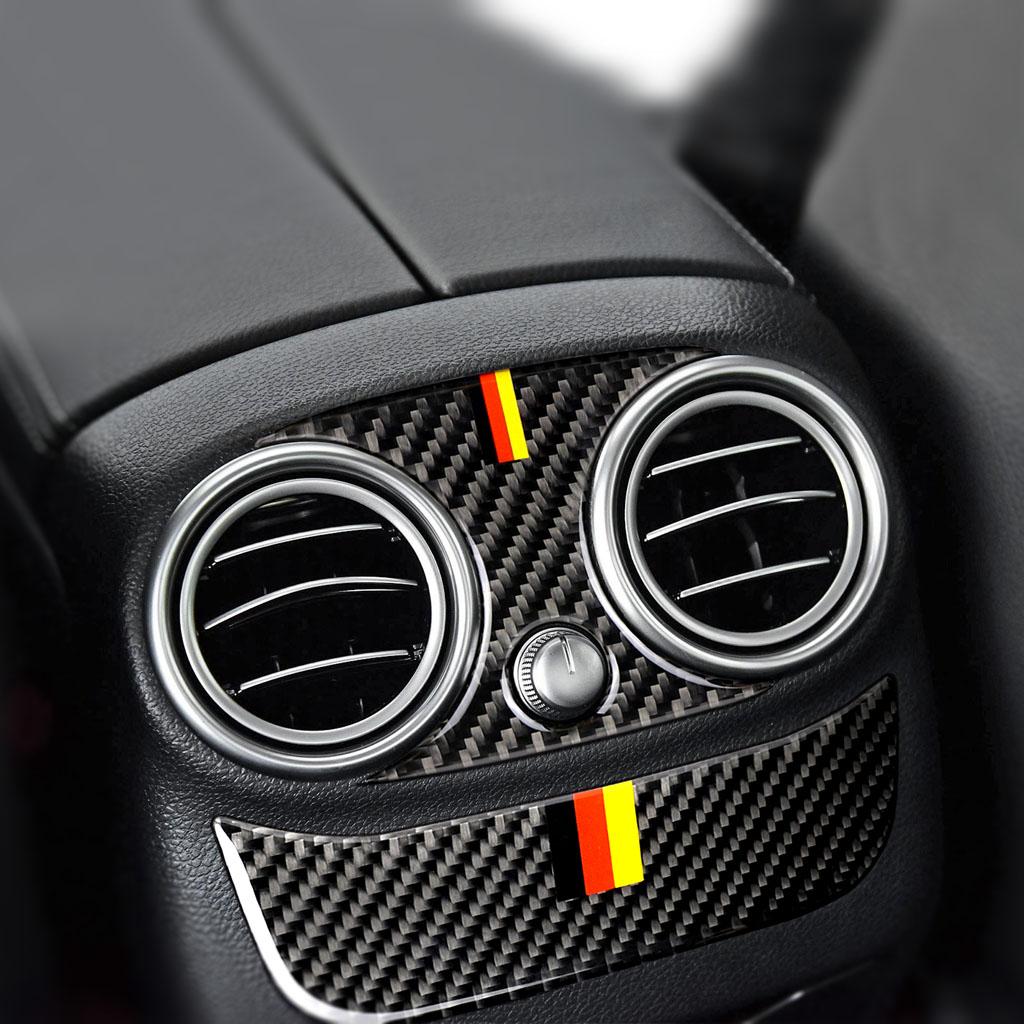 2PCS Rear Carbon Fiber Car Outlet Cover Sticker for