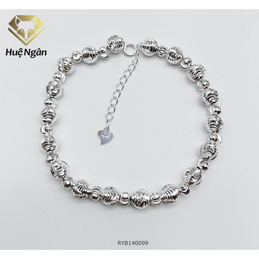 Lắc tay bạc 925 Huệ Ngân -Bi phay màu trắng RYB140099-T