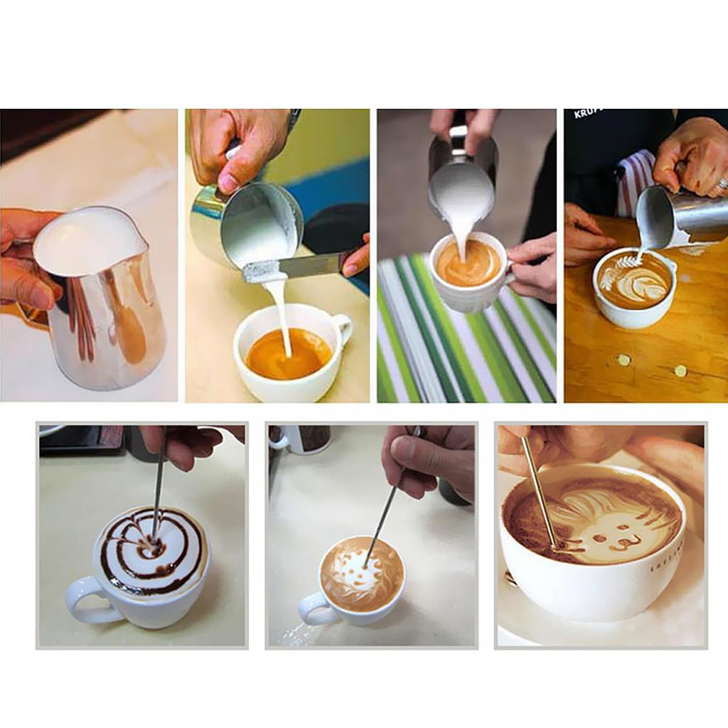 350ml+600ml MILK JUG&FROTHING SET Frother Espresso Coffee Stainless Steel
