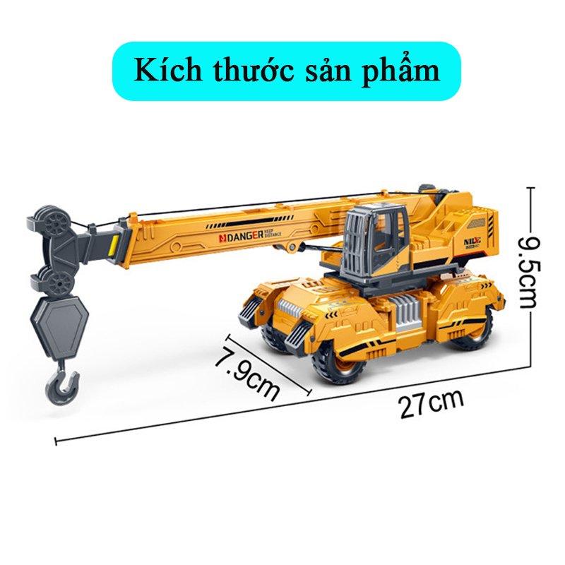 Đồ chơi xe cẩu hạng nặng dài 55cm kèm thùng container xoay 360 độ bánh xe nâng hạ được