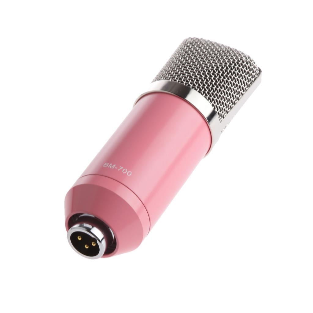 BM700 Condenser Microphone Shock Holder Vocal Mic Studio Sound Record Pink
