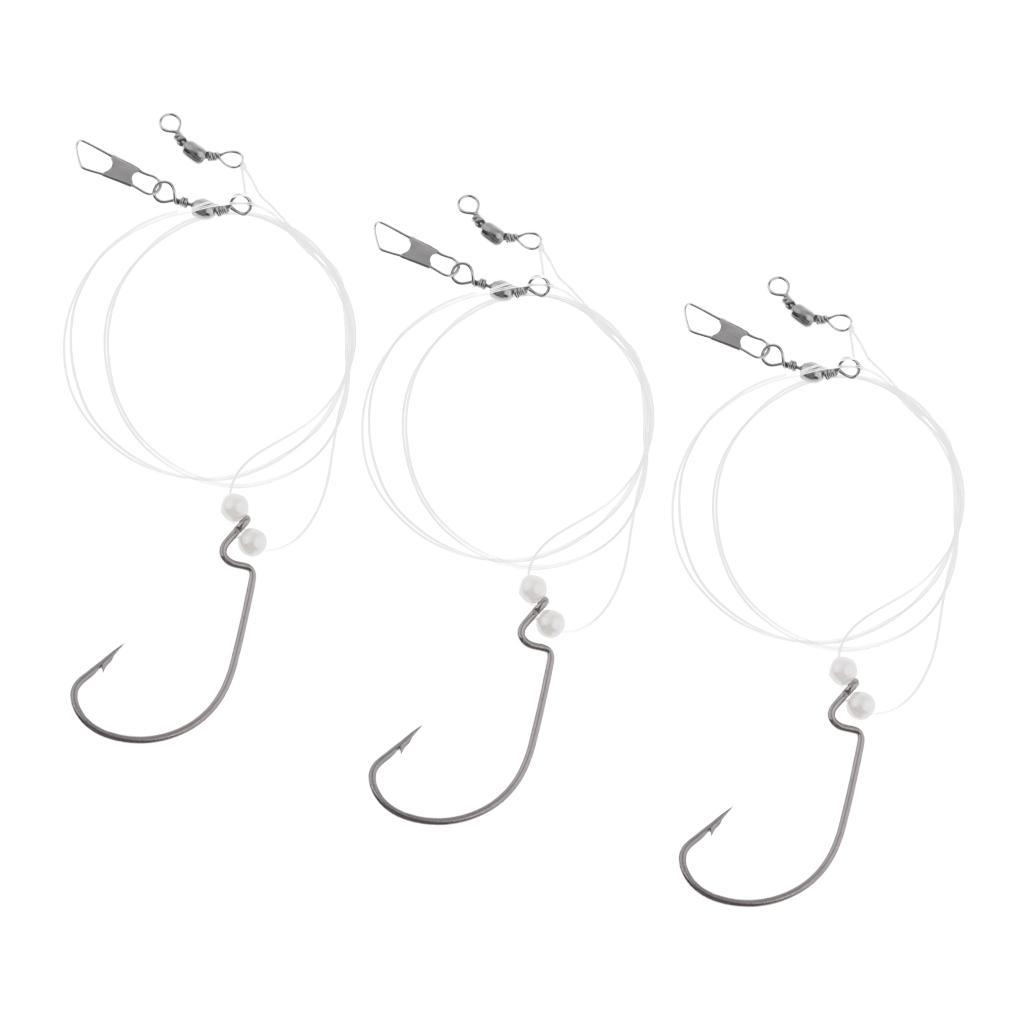 3pcs High Strength Nylon Fishing Wire Leader with Jig Hook Swivel Snap Bead