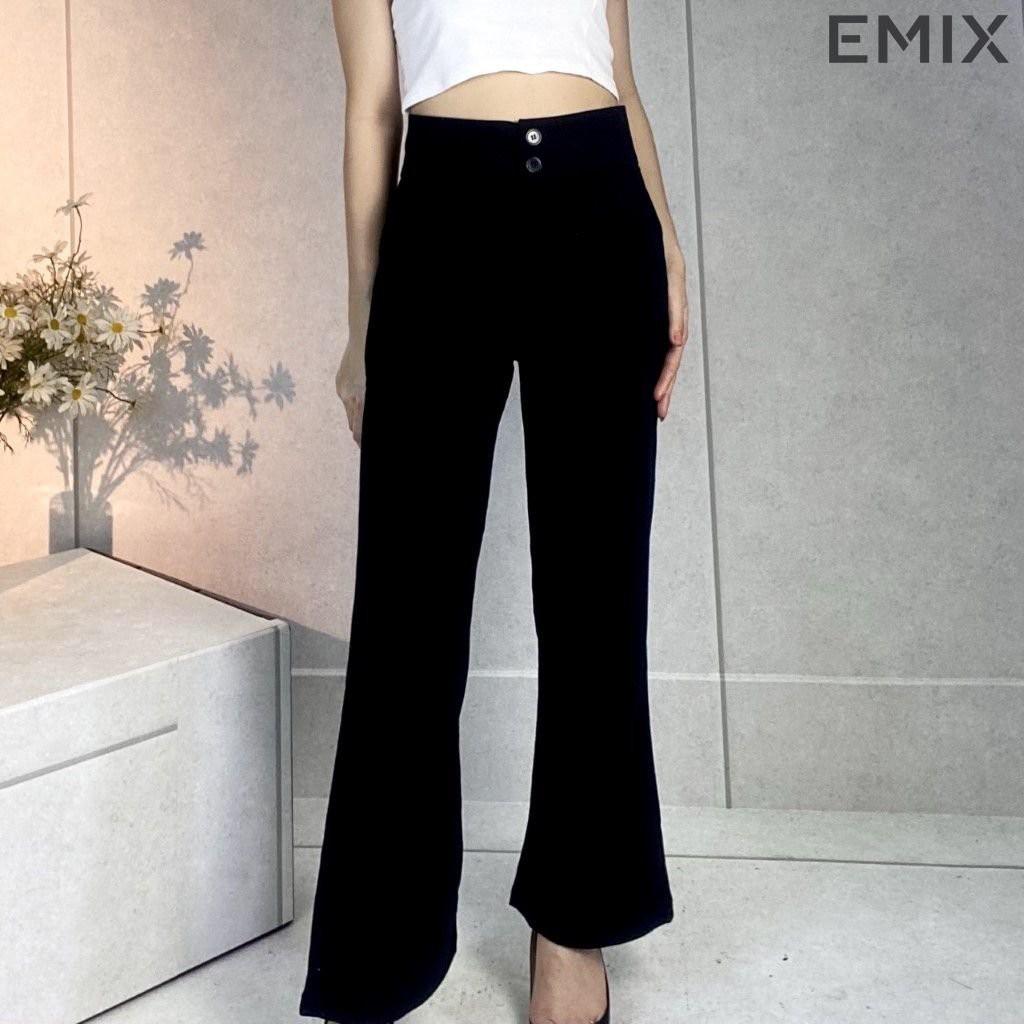 Quần tây nữ ống loe EMIX , dáng dài 100cm, ống suông và loe, cạp cao, cạp 2 biên 7cm, vải tuyết mưa mềm mịn