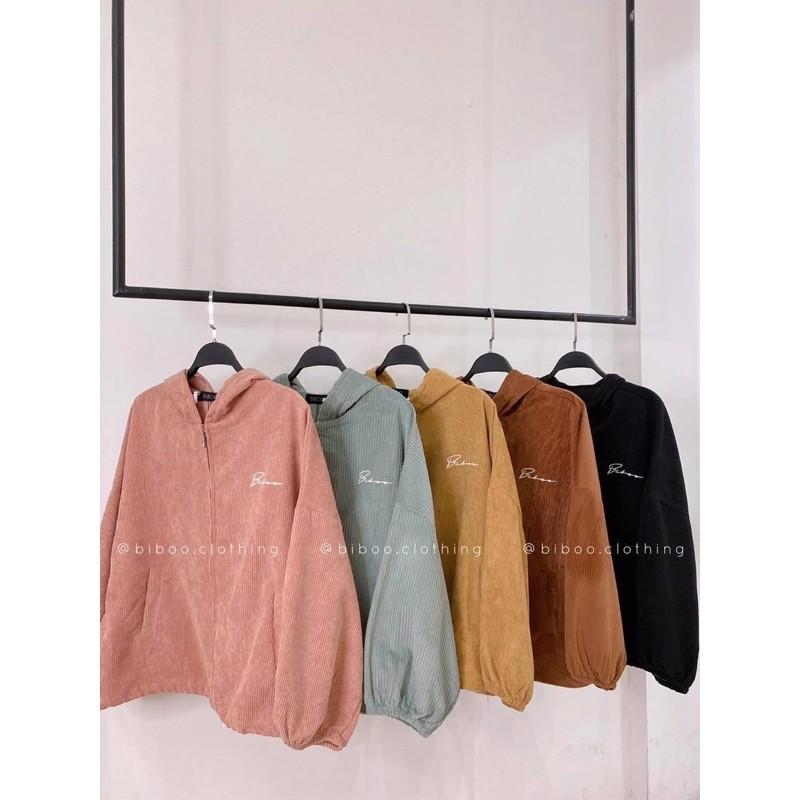 Áo khoác kaki nhung chữ ký ulzzang nam nữ