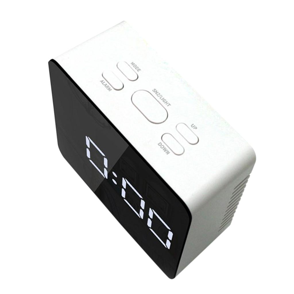 2Pcs Table LED Clock - Time Snooze Alarm Clock Mirror Thermometer - Square